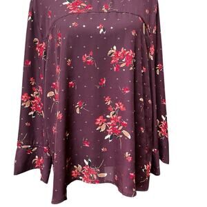 Maurices XL women’s blouse burgundy with floral scoop neck